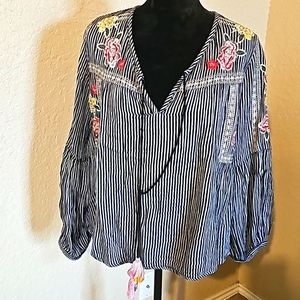 100% cotton Nostalgia floral‎ patch blouse